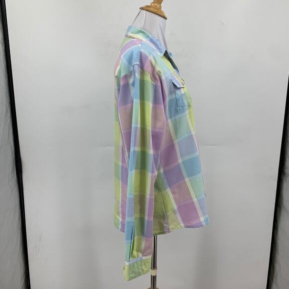 Aura Wrangler Shirt Womens M Medium Pastel Pearl Snap Buttons Western Flip Cuff - Picture 5 of 11
